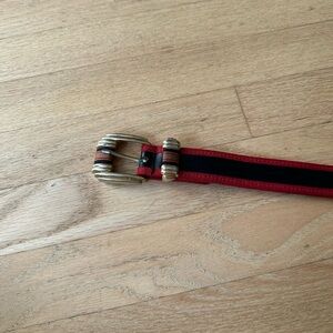 Vintage Red Leather & Web Belt | Silver Hardware | Classic Equestrian Style